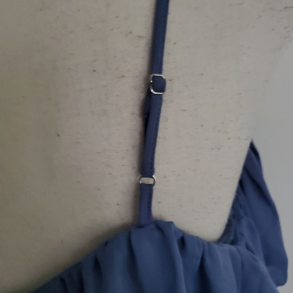 Parker Asymmetric Long Sleeved One Shoulder Blue Ruffle Blouse - Picture 7 of 10